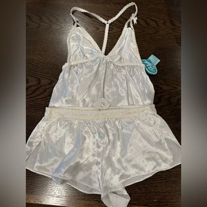 Blue by Betsey Johnson White Satin Chemise